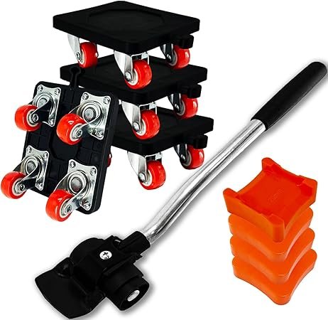 71rsSJiF2L._AC_SY450_.jpg Furniture Movers with Wheels 9 Set Furniture Lifter Tool 360° Rotation Wheels Furniture Dolly 680 Lbs Capacity Furniture Lifters for Heavy Furniture Refrigerator Sofa Cabinet Black