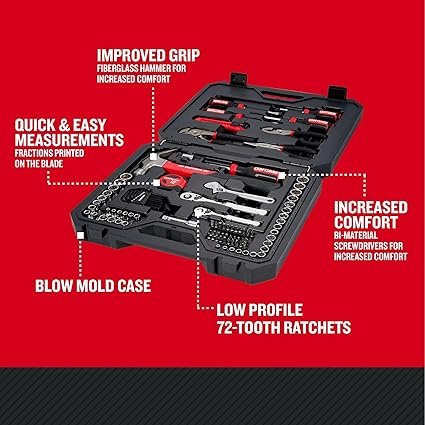 81os19BDKZL._AC_SX425_.jpg CRAFTSMAN 102Piece Tool Kit for Home and Car Durable Hand Tool Set with SAEMetric Sockets (CMMT99449)