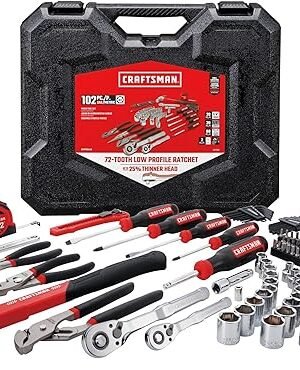 CRAFTSMAN 102Piece Tool Kit for Home and Car Durable Hand Tool Set with SAEMetric Sockets (CMMT99449)